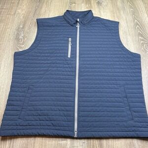 Johnnie-O Crosswind Quilted Performance Full Zip Vest Wake Blue Mens Size XXL